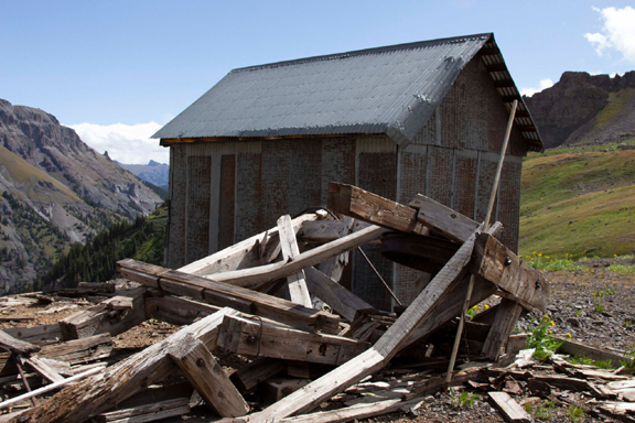 a pile of wood.